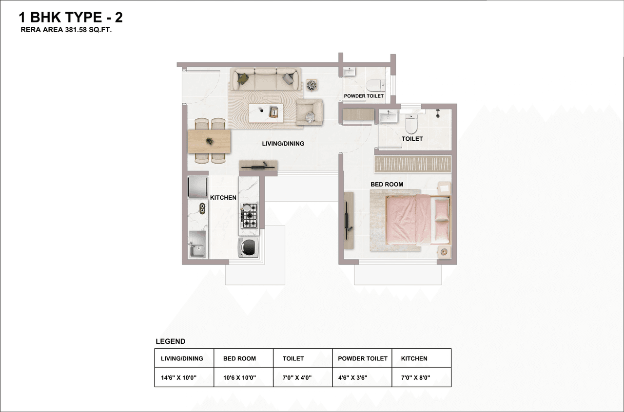 Unit plan - 381 sq.ft.