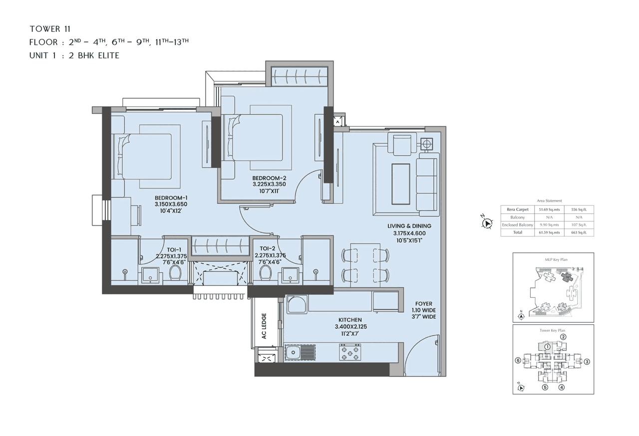 Unit plan - 663 sq.ft.