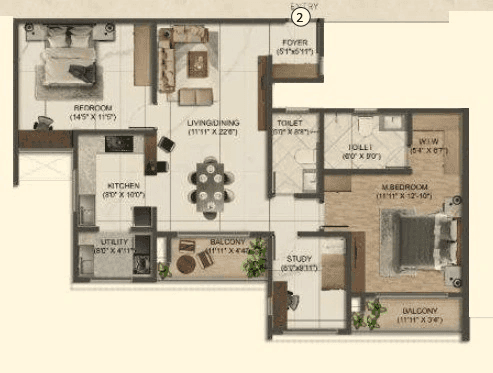 Unit plan - 1159 sq.ft.
