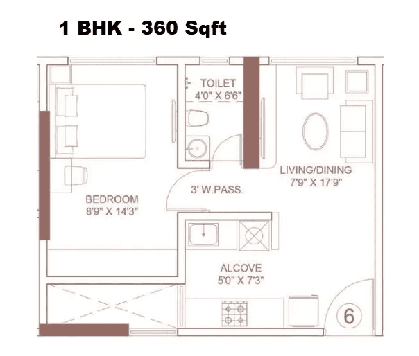 Unit plan - 360 sq.ft.