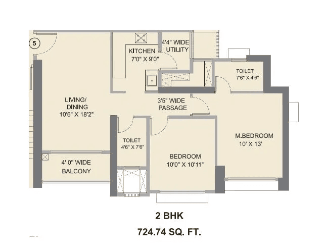 Unit plan - 725 sq.ft.