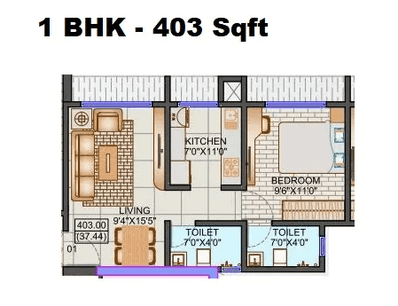 Unit plan - 403 sq.ft.