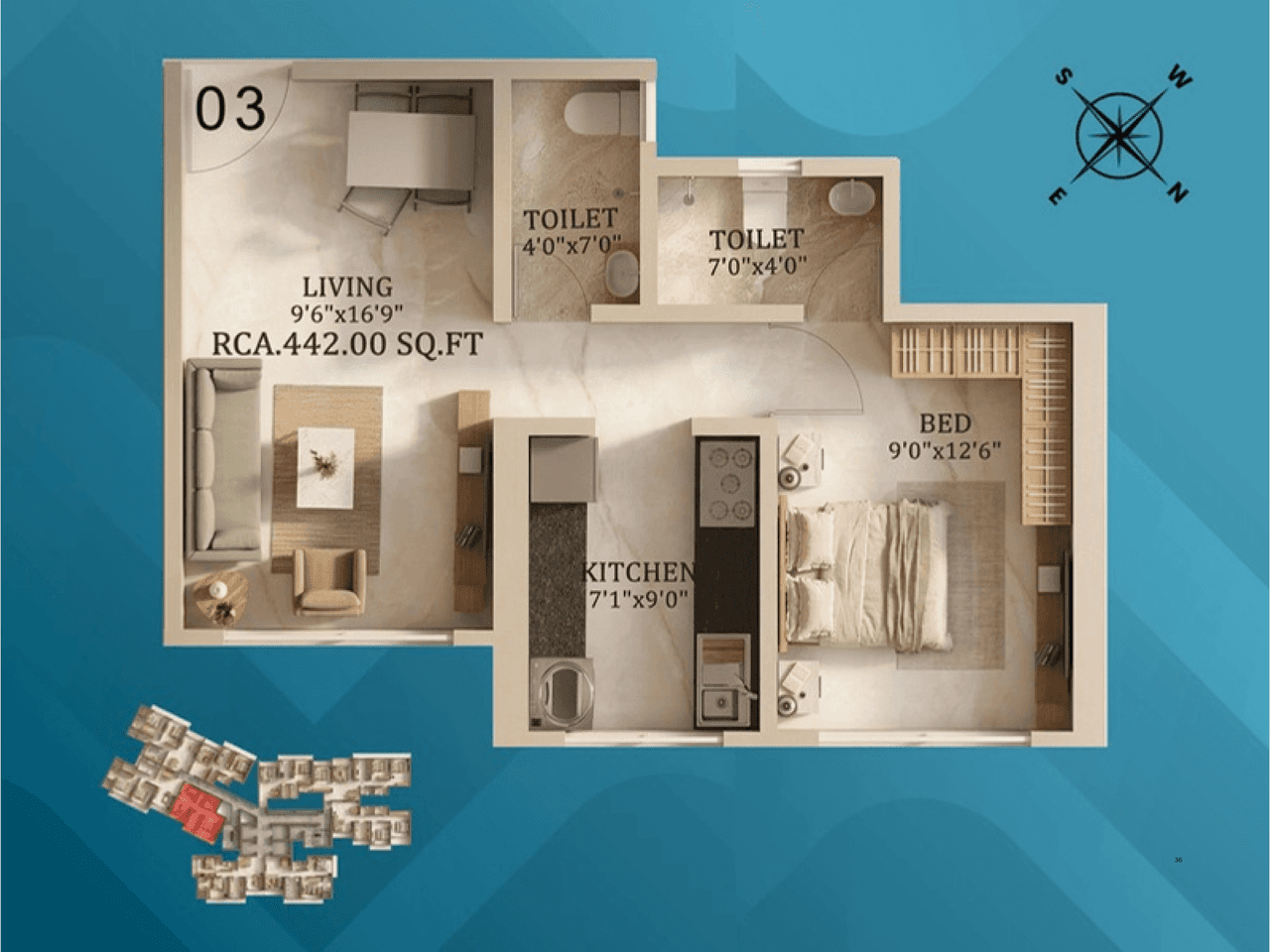Unit plan - 442 sq.ft.
