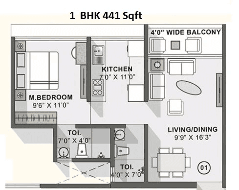 Unit plan - 441 sq.ft.