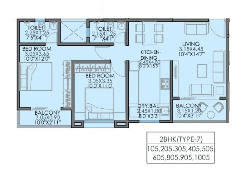 Unit plan - 737 sq.ft.