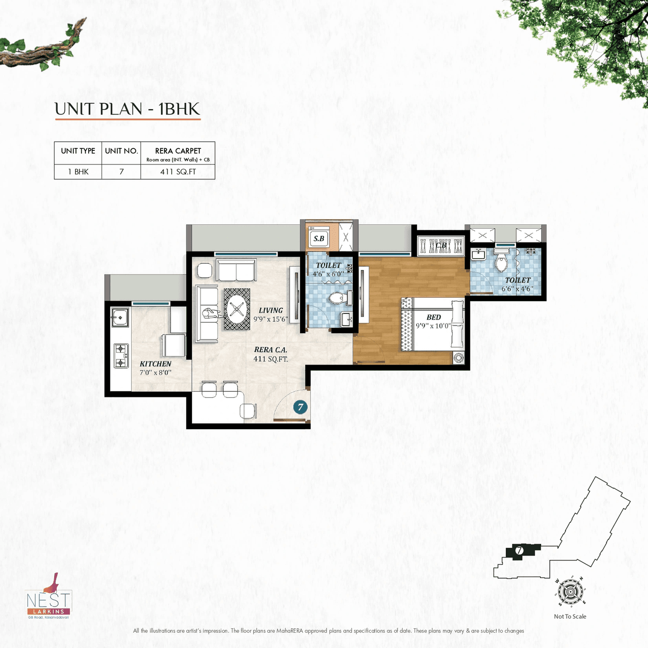 Unit plan - 411 sq.ft.