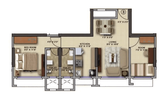 Unit plan - 529 sq.ft.