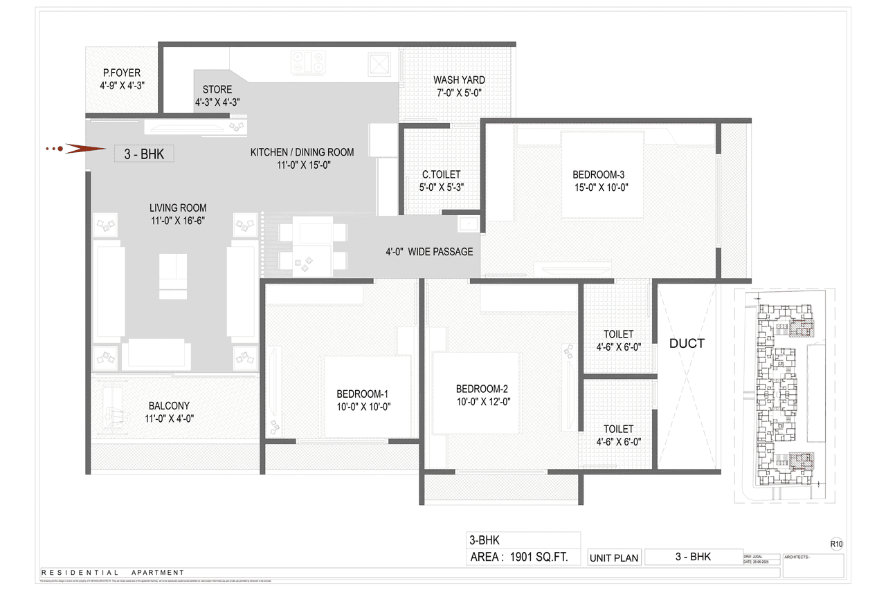 Unit plan - 1020 sq.ft.