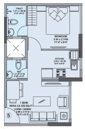 Unit plan - 335 sq.ft.