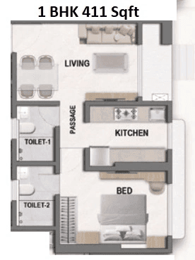 Unit plan - 411 sq.ft.