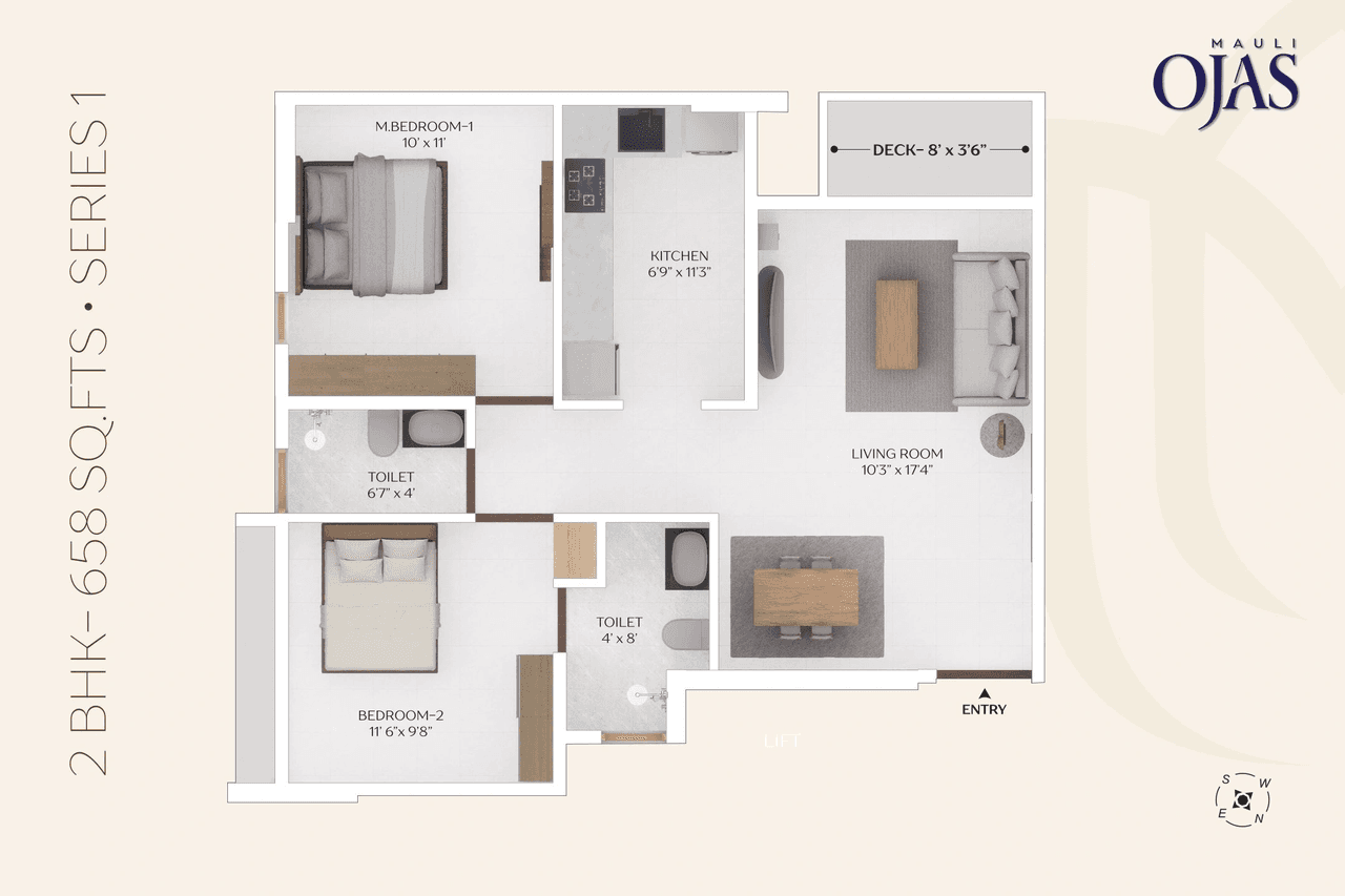 Unit plan - 658 sq.ft.