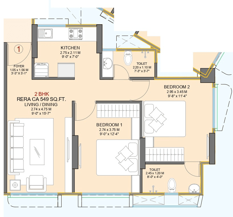 Unit plan - 549 sq.ft.