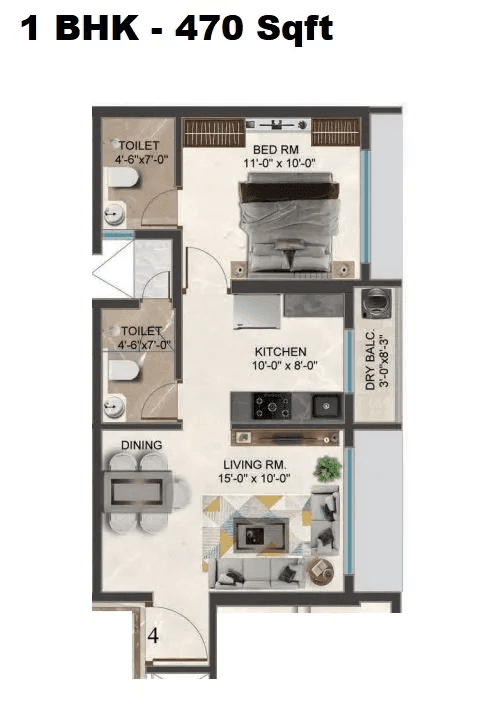 Unit plan - 470 sq.ft.