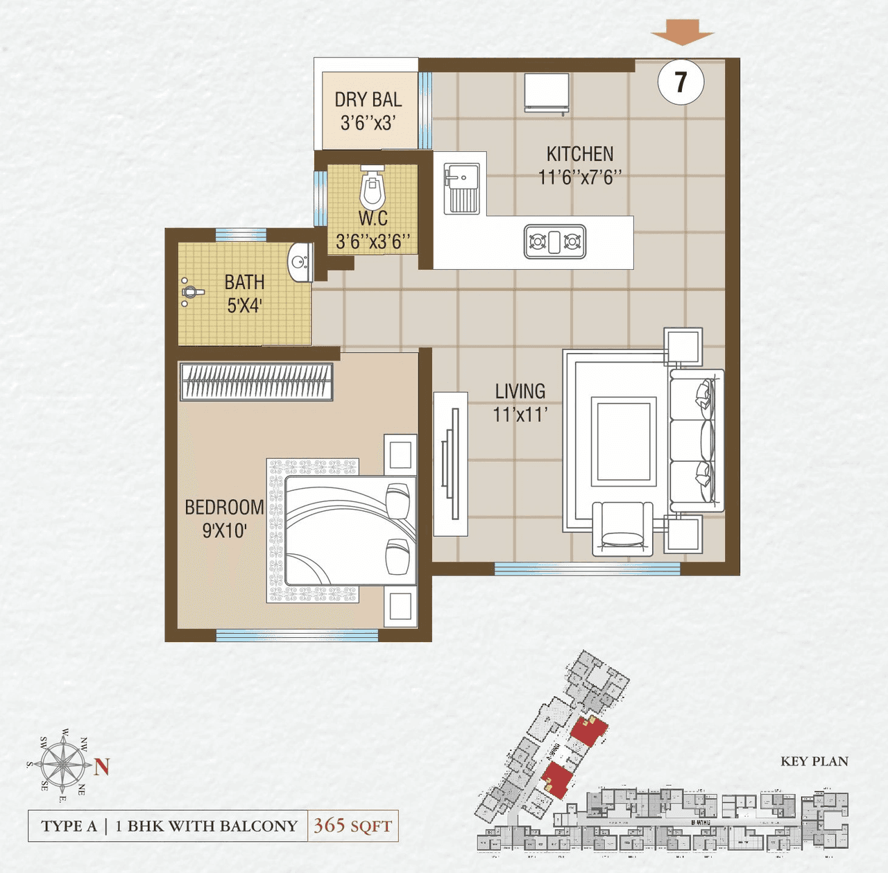 Unit plan - 365 sq.ft.