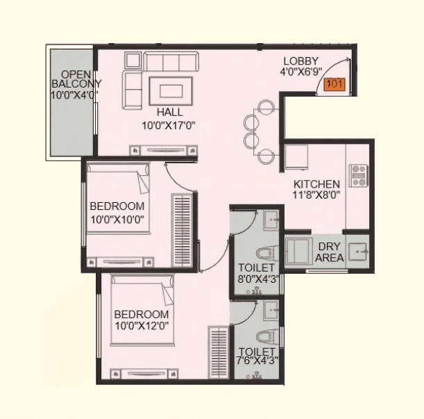Unit plan - 702 sq.ft.