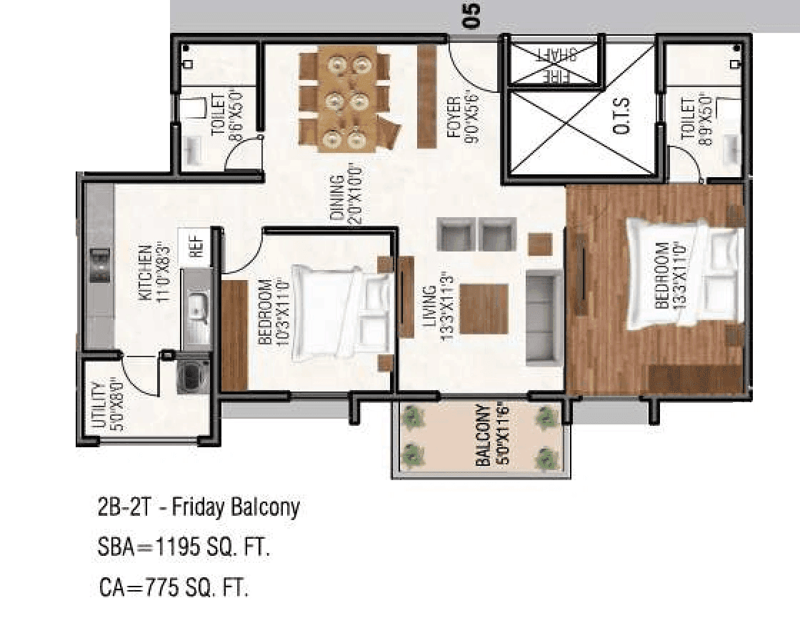 Unit plan - 775 sq.ft.