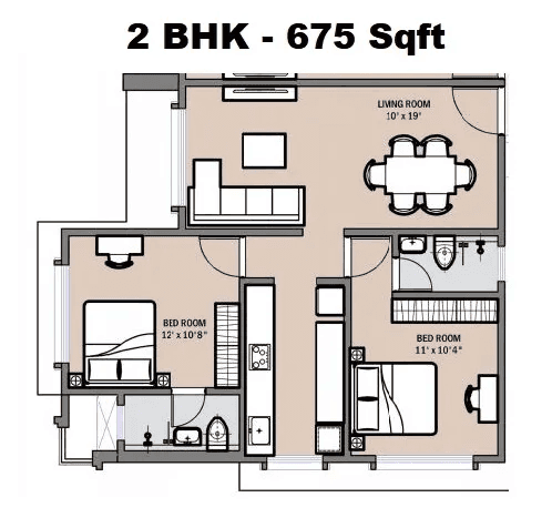 Unit plan - 675 sq.ft.