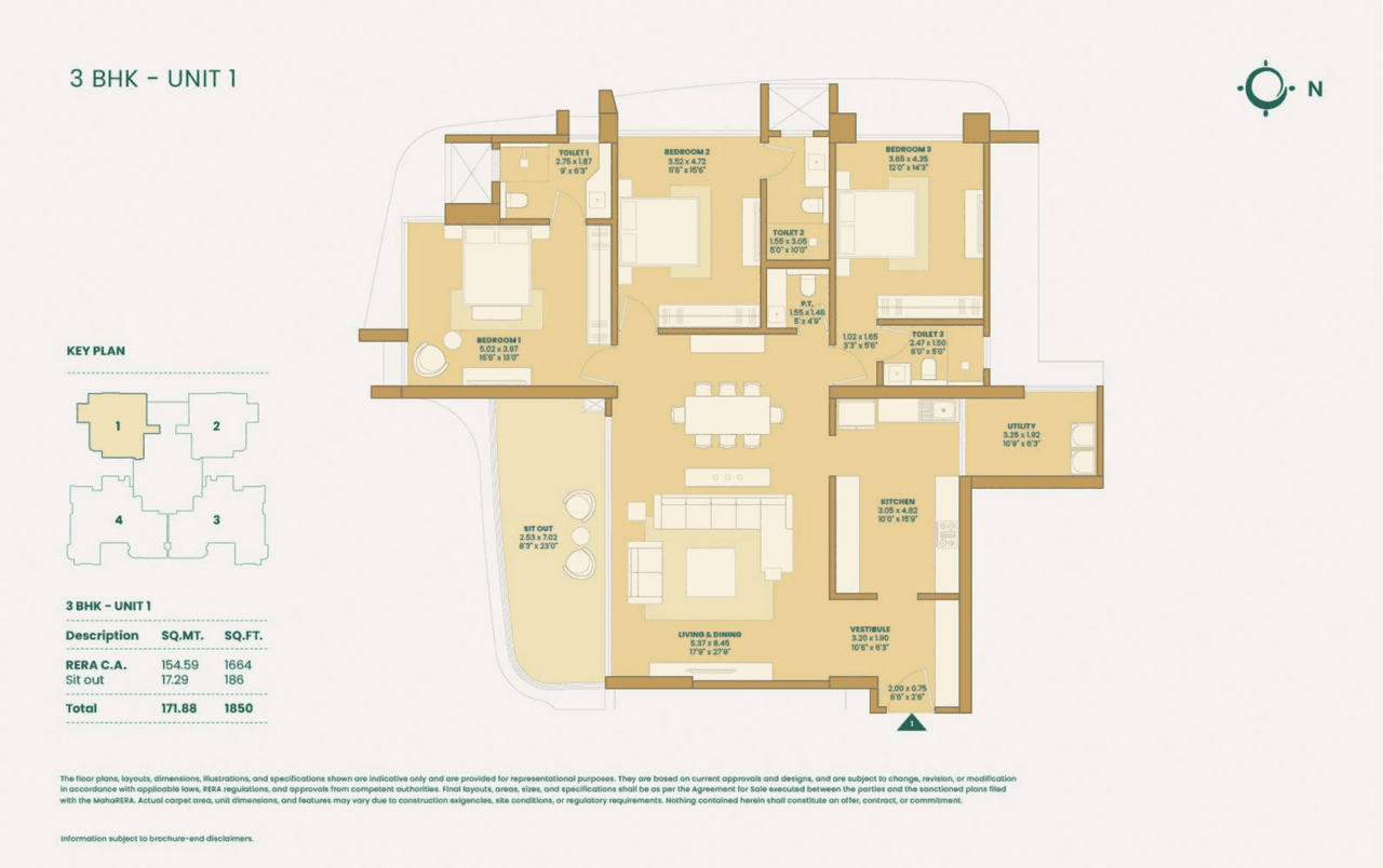 Unit plan - 1850 sq.ft.