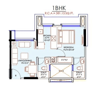 Unit plan - 381 sq.ft.