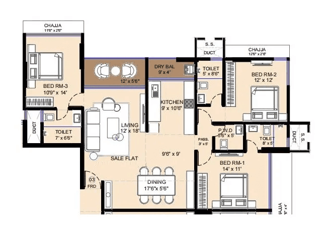 Unit plan - 1313 sq.ft.