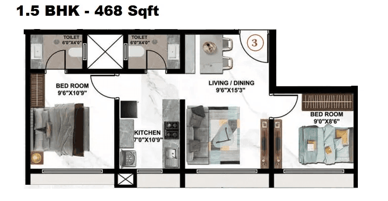 Unit plan - 468 sq.ft.