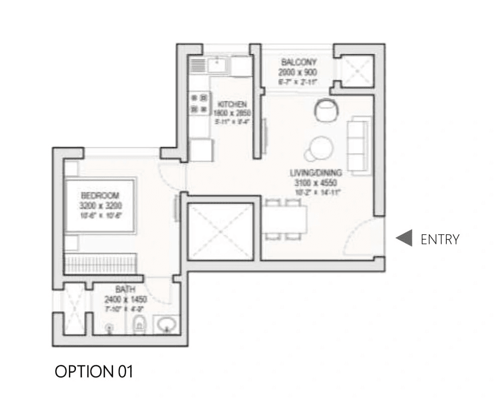 Unit plan - 444 sq.ft.