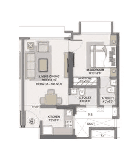 Unit plan - 386 sq.ft.