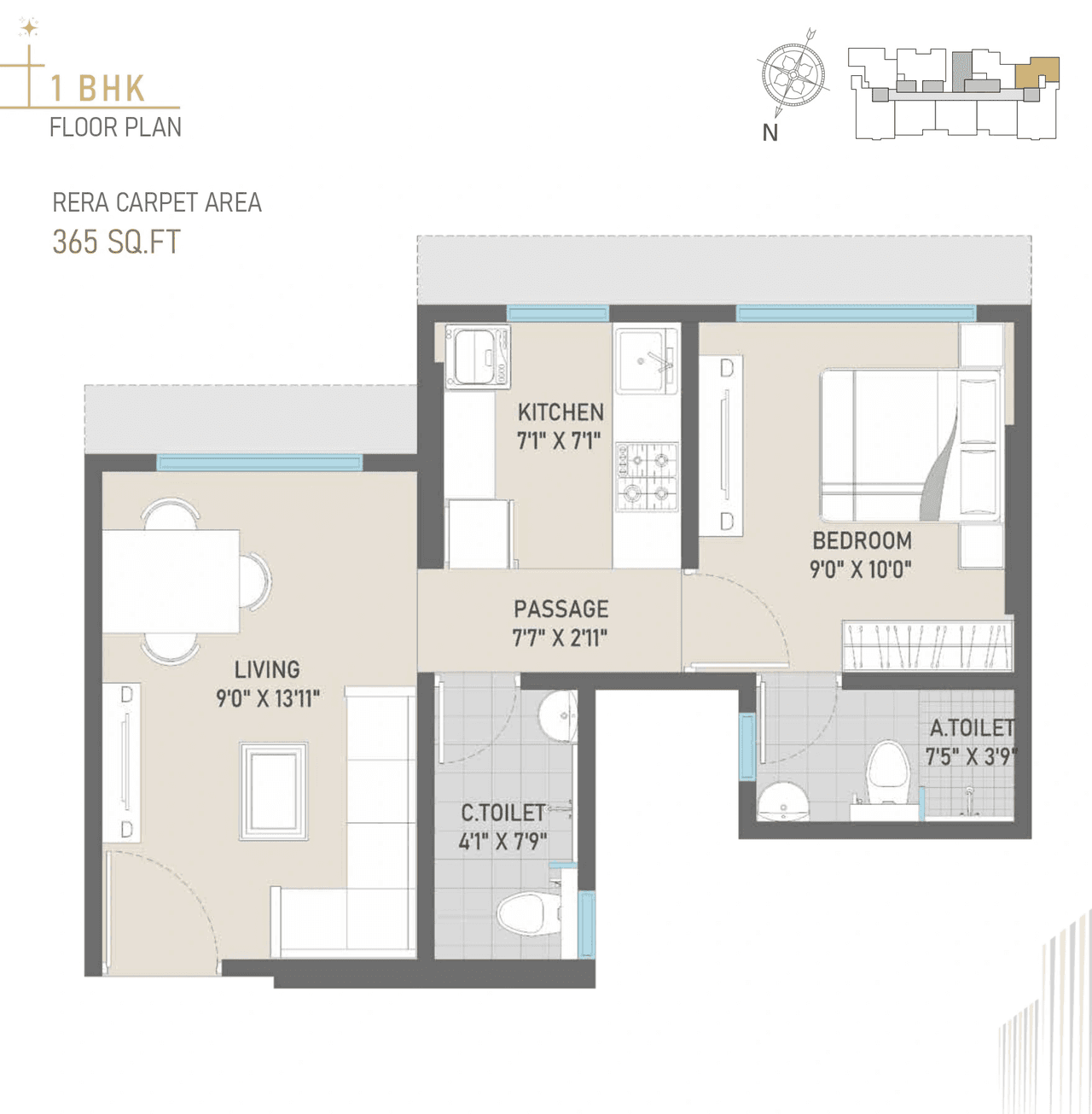 Unit plan - 365 sq.ft.
