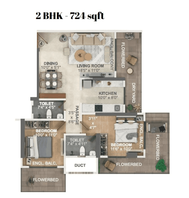 Unit plan - 724 sq.ft.