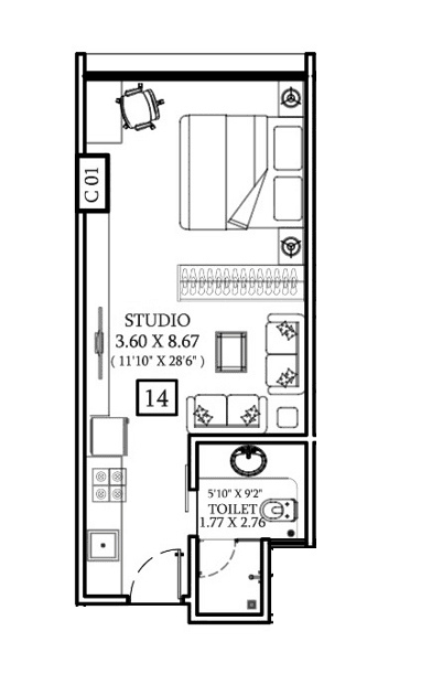 Unit plan - 323 sq.ft.