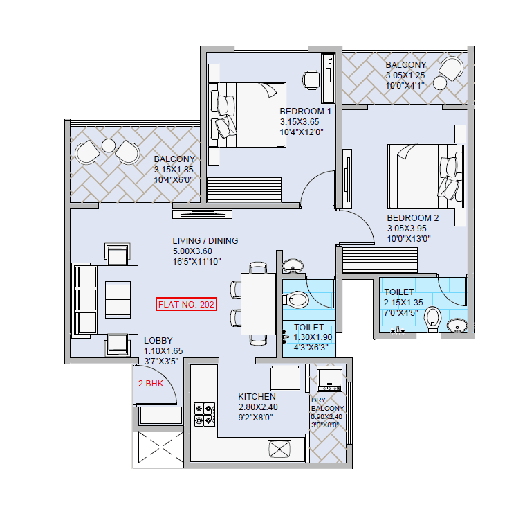 Unit plan - 795 sq.ft.