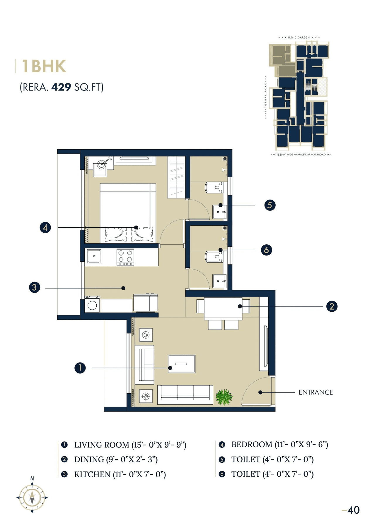 Unit plan - 429 sq.ft.