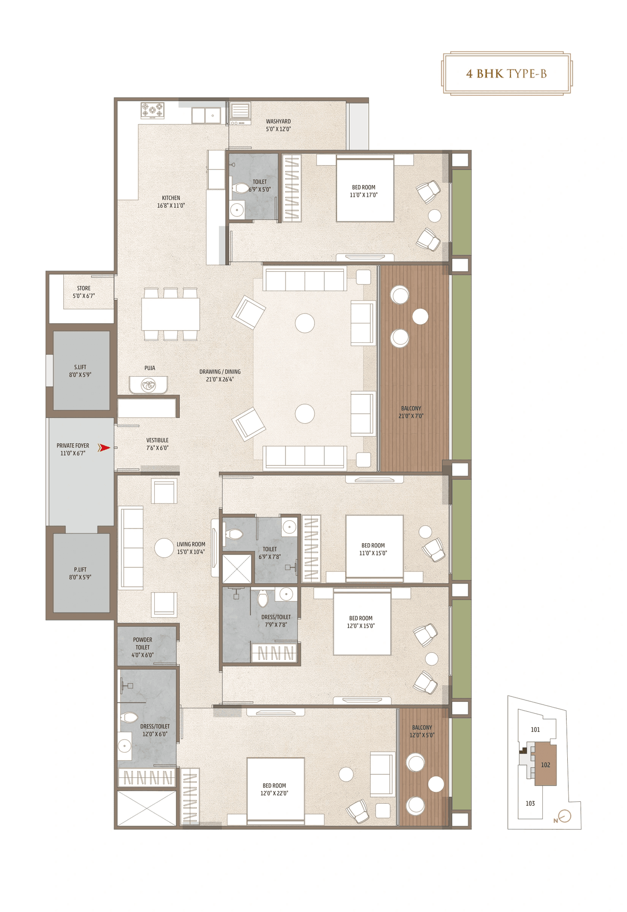 Unit plan - 2193 sq.ft.