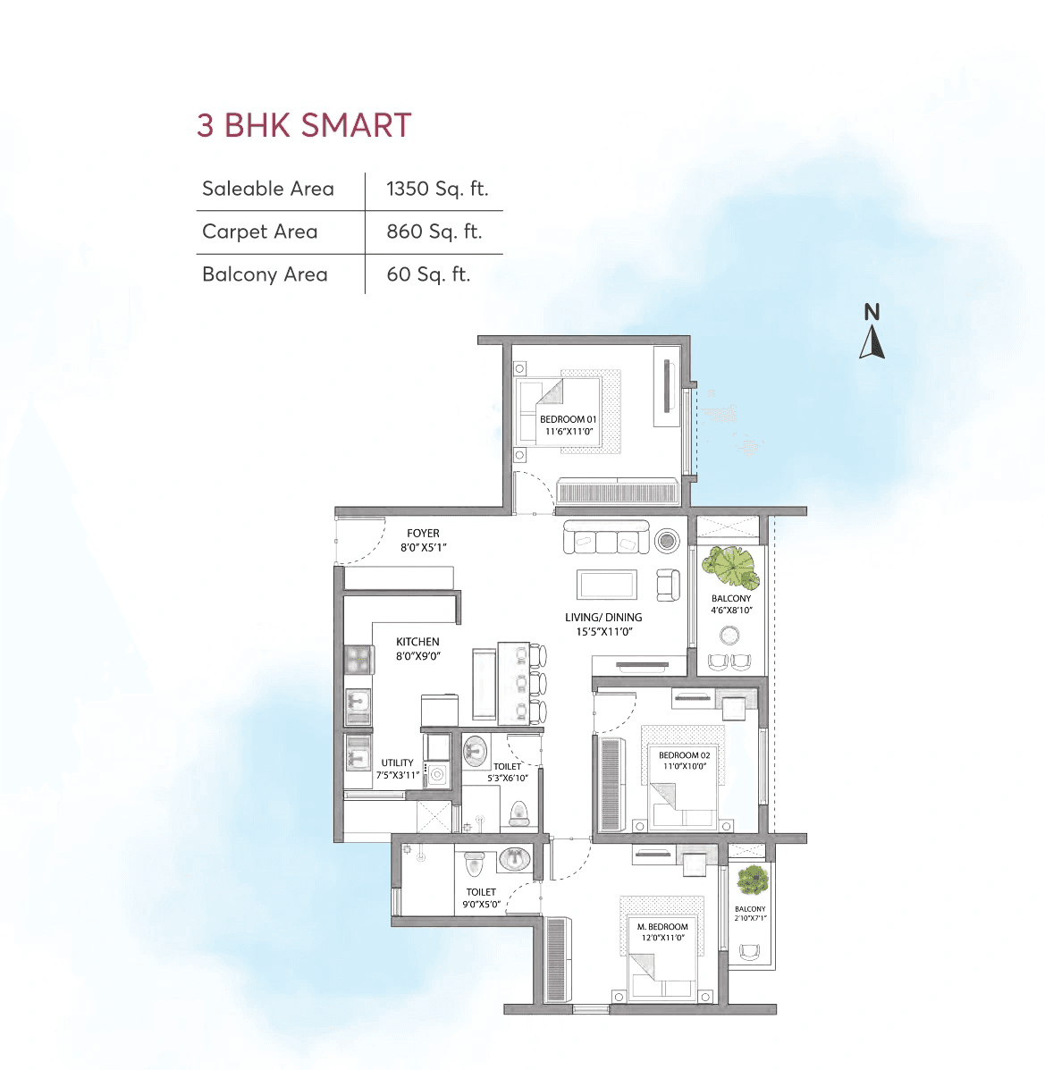 Unit plan - 860 sq.ft.