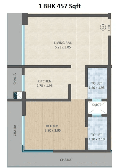 Unit plan - 457 sq.ft.