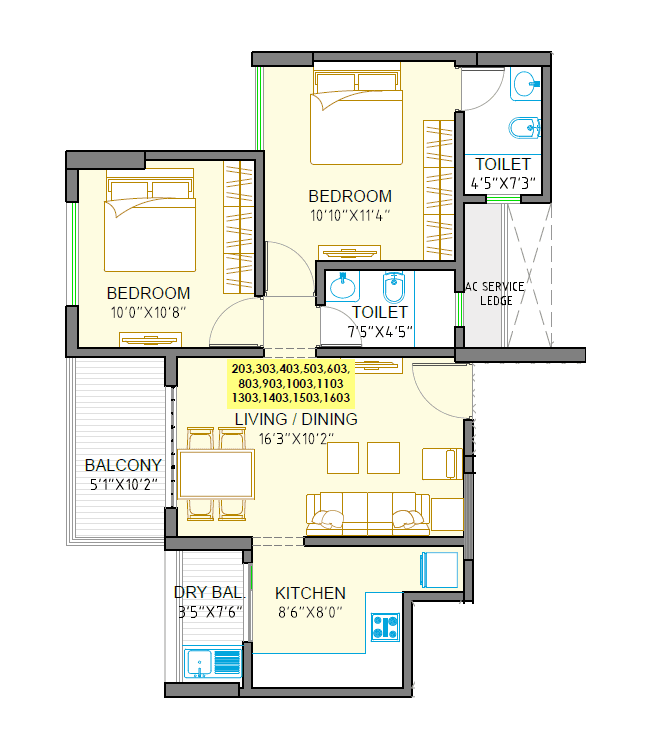 Unit plan - 678 sq.ft.