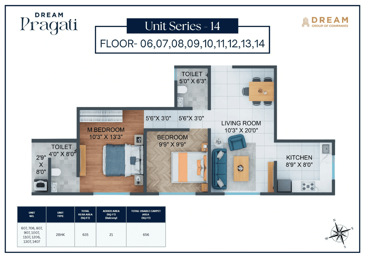 Unit plan - 656 sq.ft.