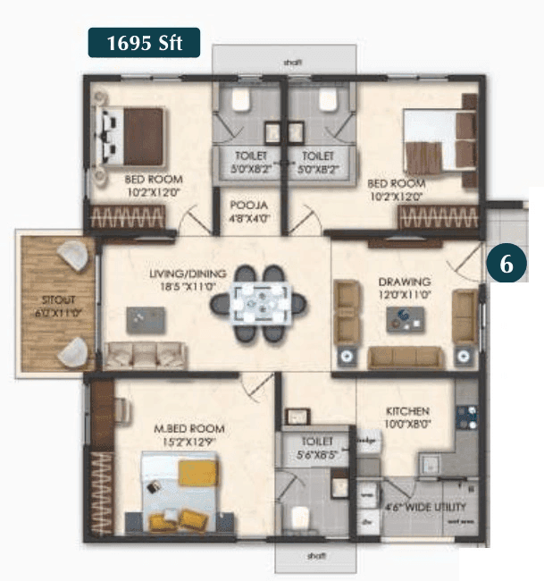 Unit plan - 1095 sq.ft.