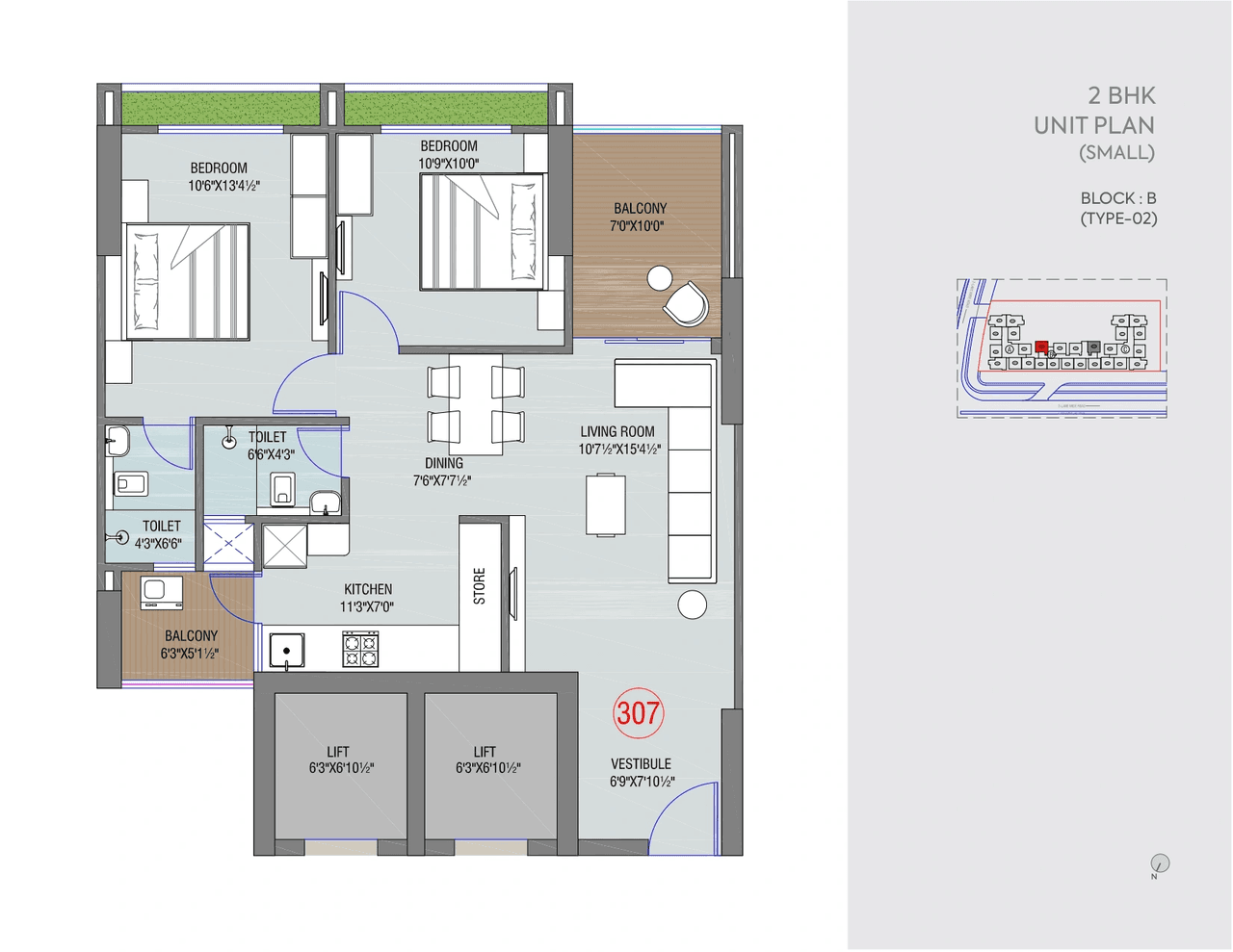 Unit plan - 913 sq.ft.