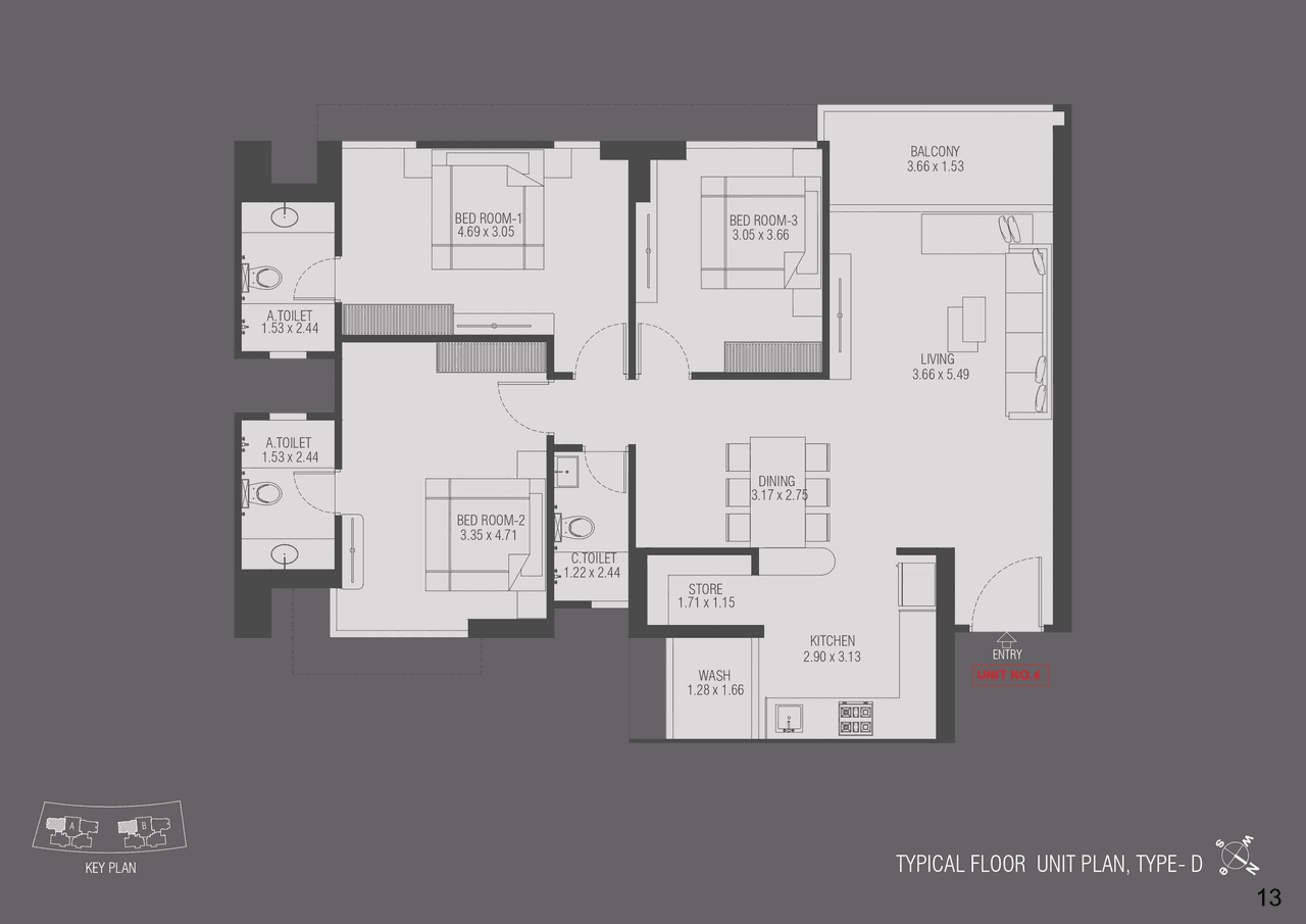 Unit plan - 1164 sq.ft.