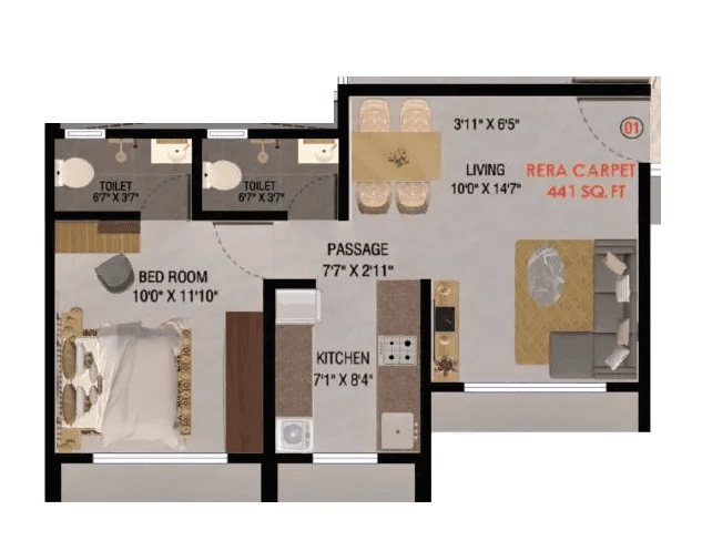 Unit plan - 441 sq.ft.
