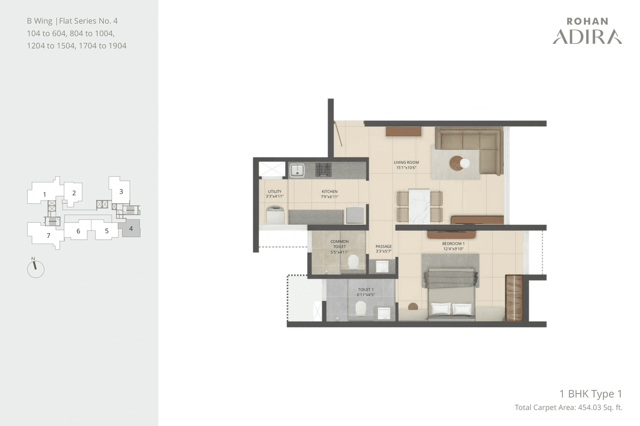 Unit plan - 454 sq.ft.