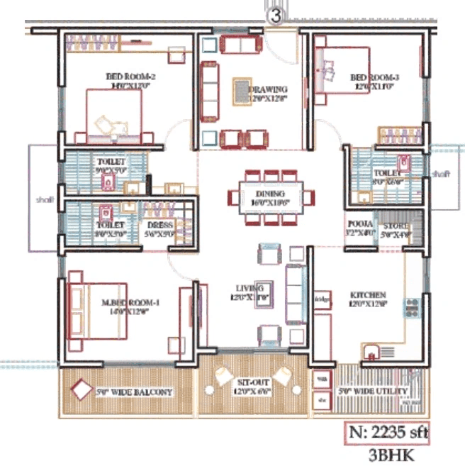 Unit plan - 1564 sq.ft.
