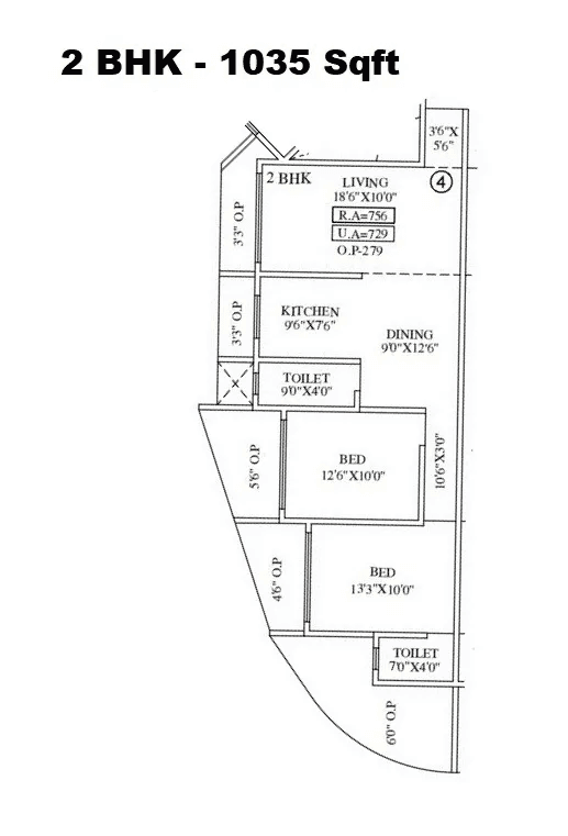 Unit plan - 1035 sq.ft.