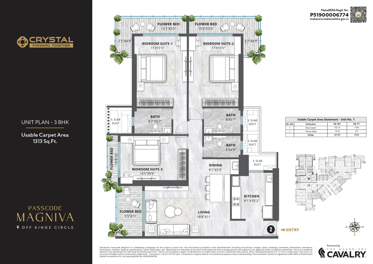 Unit plan - 1313 sq.ft.