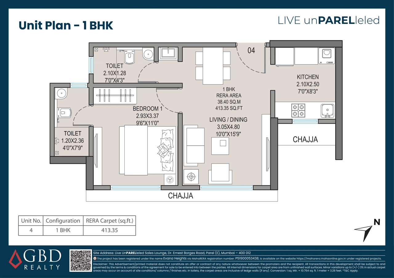 Unit plan - 413 sq.ft.
