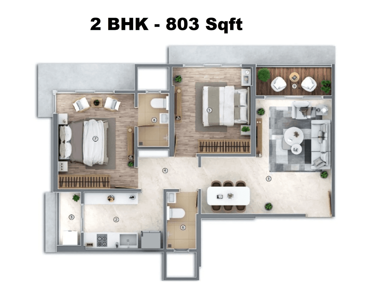 Unit plan - 803 sq.ft.