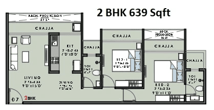 Unit plan - 639 sq.ft.