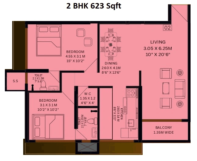 Unit plan - 623 sq.ft.