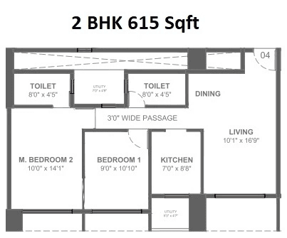 Unit plan - 615 sq.ft.
